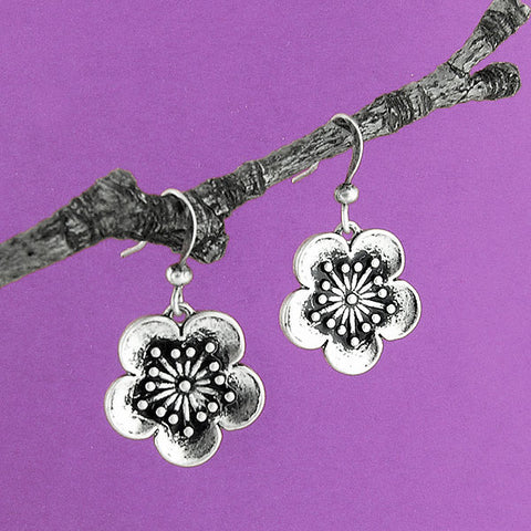 LAVISHY handmade vintage style plum flower & forever earrings