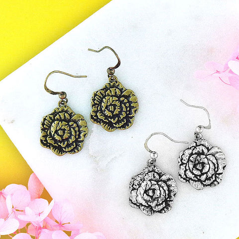 LAVISHY handmade vintage style carnation flower & love earrings