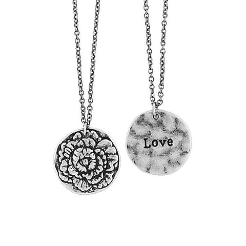 LAVISHY handmade reversible carnation flower & love pendant necklace. Wholesale available at www.lavishy.com