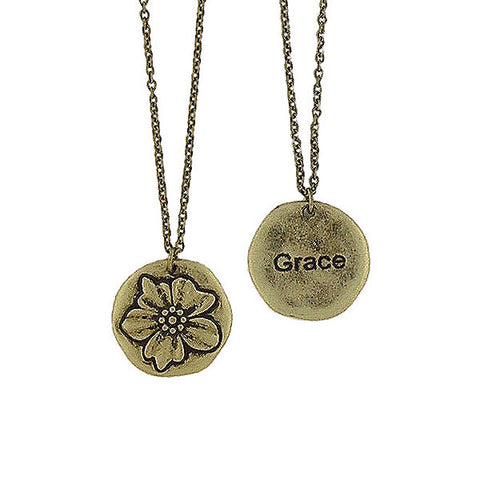LAVISHY handmade reversible lily flower & grace pendant necklace