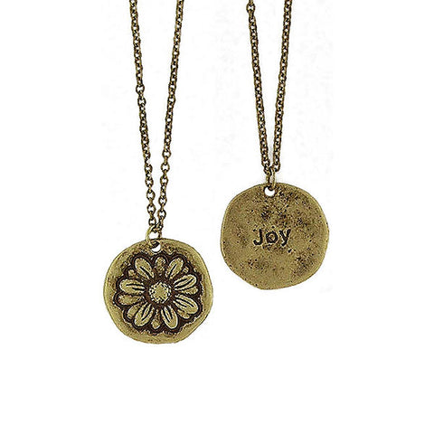 LAVISHY handmade reversible daisy flower & joy pendant necklace. Wholesale available at www.lavishy.com