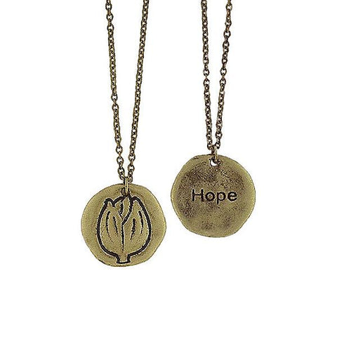 LAVISHY handmade reversible tulip flower & hope pendant necklace. Wholesale available at www.lavishy.com