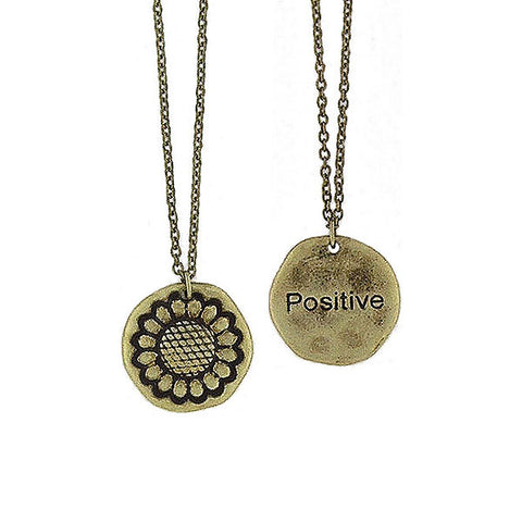 LAVISHY handmade reversible sunflower & positive pendant necklace. Wholesale available at www.lavishy.com