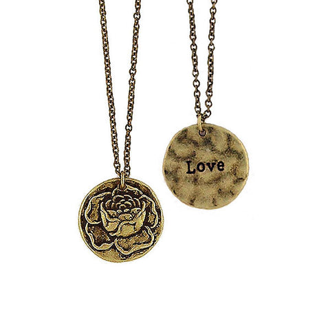 LAVISHY handmade reversible rose flower & love pendant necklace. Wholesale available at www.lavishy.com