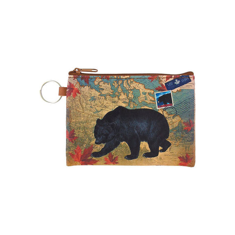 Online shopping for LAVISHY Canada collection bear print vegan key ring coin purse. This product is available for wholesale to Canadian gift shops, boutiques & souvenir shops at www.lavishy.com designed by vegan brand LAVISHY.