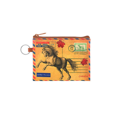 LAVISHY Canadian horse print unisex vegan key ring coin purse