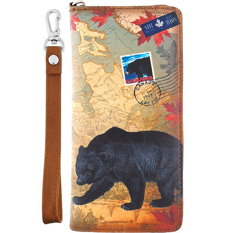 LAVISHY Canada collection bear print unisex vegan wristlet wallet