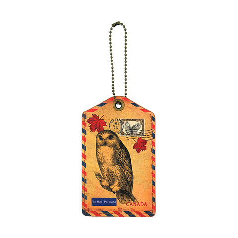 LAVISHY Canada collection snowy owl print vegan luggage tag