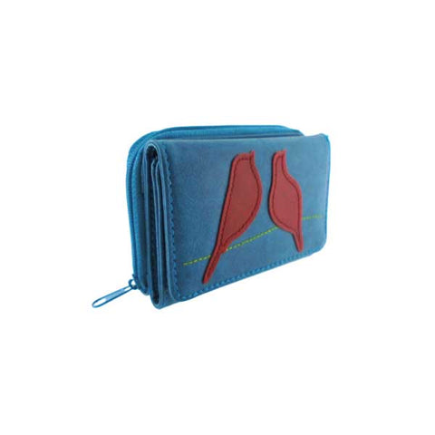 LAVISHY love birds applique vegan small/trifold wallet-55-003