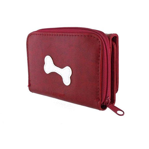 LAVISHY Eco-friendly dog applique vegan small trifold wallet