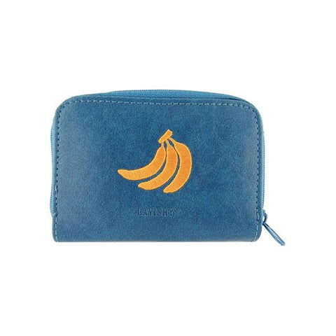 LAVISHY applique vegan small/trifold wallet-monkey & banana