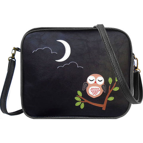 LAVISHY fun & playful applique vegan leather cross body bag/toiletry bag with adorable Owl applique. It's Eco-friendly, ethically made, cruelty free. A great gift for you or your friends & family. Wholesale available at www.lavishy.com with many unique & fun fashion accessories.