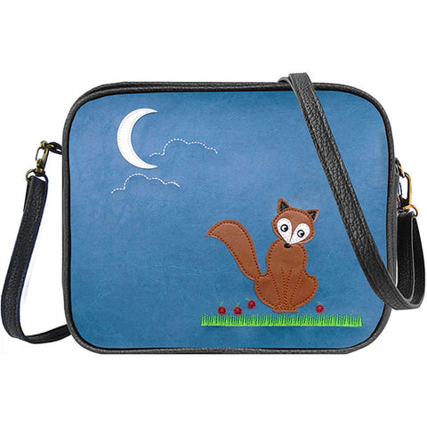LAVISHY fun & playful applique vegan leather cross body bag/toiletry bag with adorable fox under the moon applique. It's Eco-friendly, ethically made, cruelty free. A great gift for you or your friends & family. Wholesale available at www.lavishy.com with many unique & fun fashion accessories.