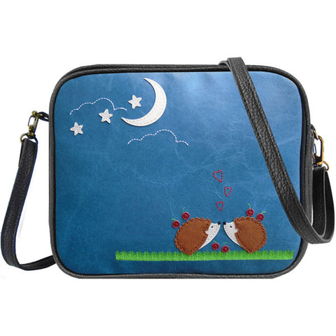 LAVISHY fun & playful applique vegan leather cross body bag/toiletry bag with adorable hedgehog lovers applique. It's Eco-friendly, ethically made, cruelty free. A great gift for you or your friends & family. Wholesale available at www.lavishy.com with many unique & fun fashion accessories.