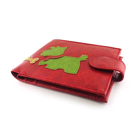 LAVISHY fun & Eco-friendly dog with bone applique vegan medium bifold wallet. Great for everyday use, cool gift for family & friends. Wholesale at www.lavishy.com for gift shops, clothing & fashion accessories boutiques, book stores in Canada, USA & worldwide since 2001.