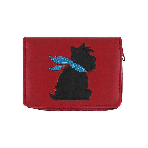 Online shopping for vegan brand LAVISHY's fun applique vegan cardholder with adorable Scottie dog applique.  It's Eco-friendly, ethically made, cruelty free. Great for everyday or as gift for friends & family. Wholesale at www.lavishy.com for gift shops, clothing & fashion accessories boutiques worldwide since 2001.