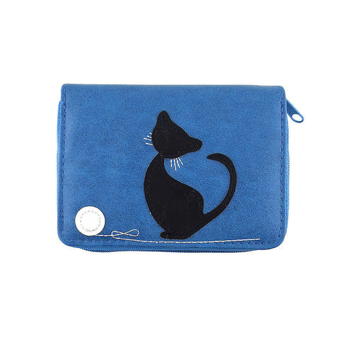 Online shopping for LAVISHY fun & playful applique vegan leather cardholder with adorable cat with yarn ball applique.  It's Eco-friendly, ethically made, cruelty free. A great gift for you or your friends & family. Wholesale available at www.lavishy.com with many unique & fun fashion accessories.
