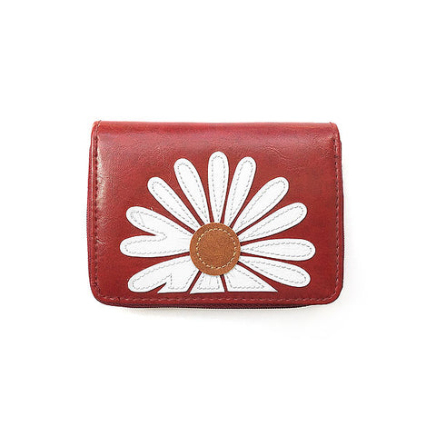 Online shopping for LAVISHY fun & playful applique vegan leather cardholder with adorable daisy flower applique.  It's Eco-friendly, ethically made, cruelty free. A great gift for you or your friends & family. Wholesale available at www.lavishy.com with many unique & fun fashion accessories.