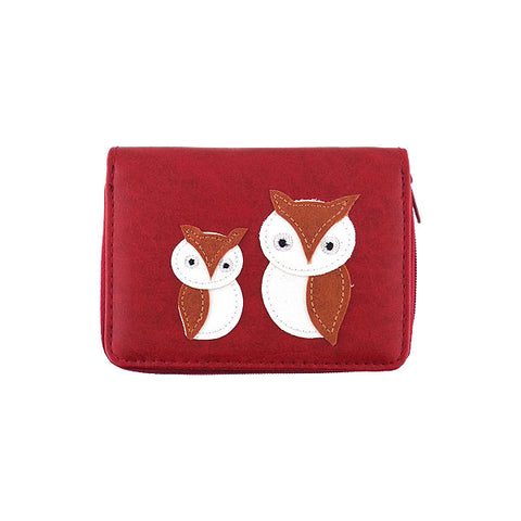 Online shopping for LAVISHY fun & playful applique vegan leather cardholder with adorable owl mama and baby.  It's Eco-friendly, ethically made, cruelty free. A great gift for you or your friends & family. Wholesale available at www.lavishy.com with many unique & fun fashion accessories.