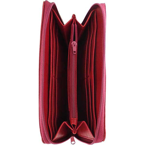 LAVISHY ladybug & flower applique vegan large wristlet wallet
