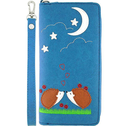 LAVISHY Eco-friendly cruelty free hedgehog lovers applique vegan large wristlet wallet. Great for everyday use & travel, cool gift for family & friends. Wholesale at www.lavishy.com for gift shops, clothing & fashion accessories boutiques, book stores in Canada, USA & worldwide since 2001.