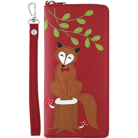 LAVISHY Eco-friendly cruelty free fox applique vegan large wristlet wallet. Great for everyday use & travel, cool gift for family & friends. Wholesale at www.lavishy.com for gift shops, clothing & fashion accessories boutiques, book stores in Canada, USA & worldwide since 2001.