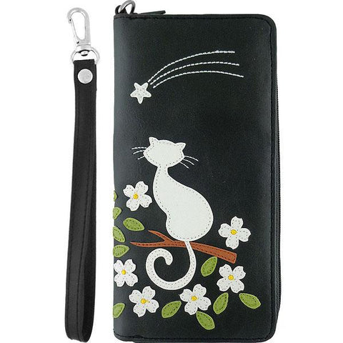Online shopping for vegan brand LAVISHY's Eco-friendly cruelty free cat applique vegan large wristlet wallet. Great for everyday use & travel, cool gift for family & friends. Wholesale at www.lavishy.com for gift shops, clothing & fashion accessories boutiques, book stores in Canada, USA & worldwide since 2001.