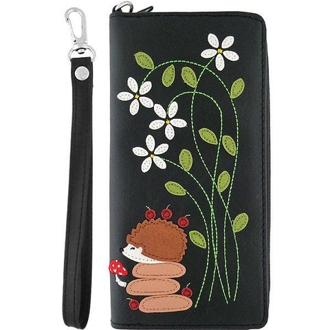 LAVISHY Eco-friendly cruelty free hedgehog applique vegan large wristlet wallet. Great for everyday use & travel, cool gift for family & friends. Wholesale at www.lavishy.com for gift shops, clothing & fashion accessories boutiques, book stores in Canada, USA & worldwide since 2001.