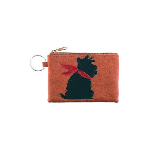 LAVISHY Scottie/Westie dog applique vegan key ring coin purse