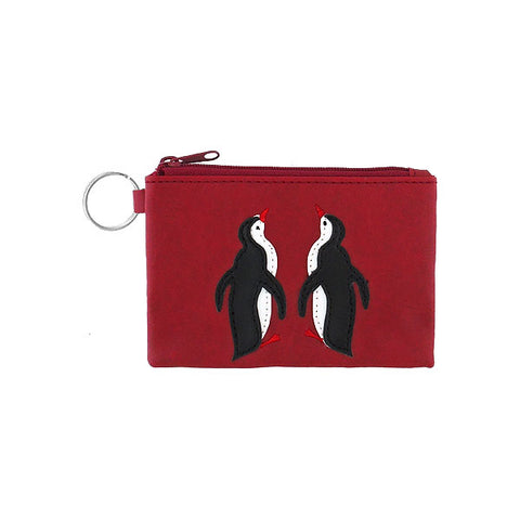 LAVISHY penguin applique vegan key ring coin purse