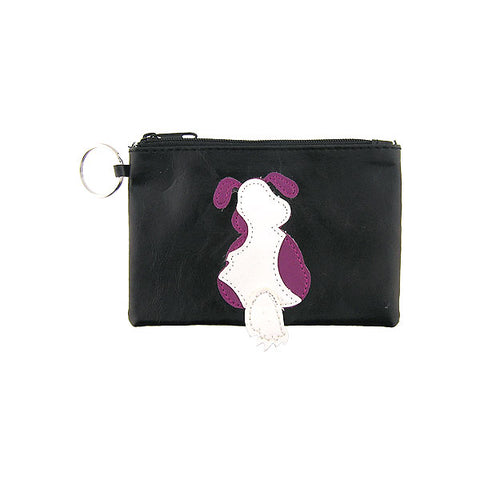 LAVISHY dog applique vegan leather key ring coin purse