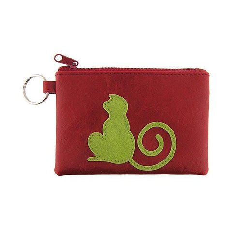 Online shopping for vegan brand LAVISHY's playful applique vegan key ring coin purse with adorable monkey applique. Great for everyday use, fun gift for family & friends. Wholesale at www.lavishy.com for gift shop, clothing & fashion accessories boutique, book store in Canada, USA & worldwide since 2001.