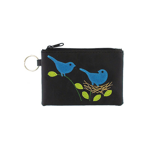 LAVISHY love birds applique vegan key ring coin purse
