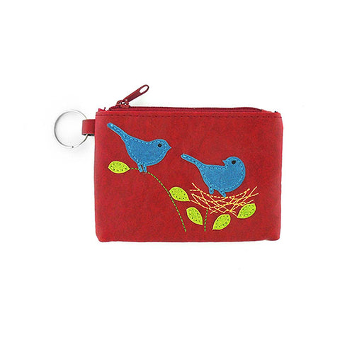 LAVISHY love birds applique vegan key ring coin purse