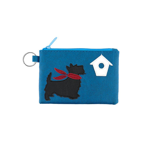 LAVISHY Scottish Terrier dog applique vegan key ring coin purse