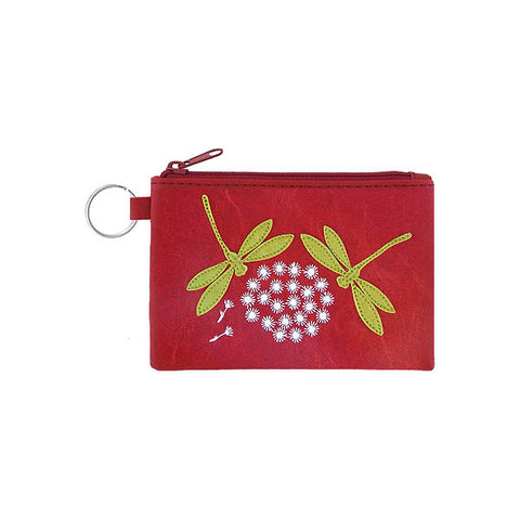 Online shopping for vegan brand LAVISHY's playful applique vegan key ring coin purse with adorable dragonfly applique. Great for everyday use, fun gift for family & friends. Wholesale at www.lavishy.com for gift shop, clothing & fashion accessories boutique, book store in Canada, USA & worldwide since 2001.