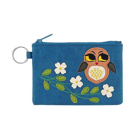 Online shopping for vegan brand LAVISHY's playful applique vegan key ring coin purse with adorable owl applique. Great for everyday use, fun gift for family & friends. Wholesale at www.lavishy.com for gift shop, clothing & fashion accessories boutique, book store in Canada, USA & worldwide since 2001.