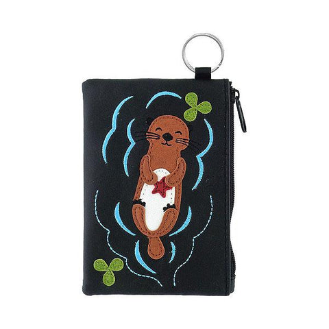 LAVISHY  sea otter appliquevegan key ring coin purse  everyday use, fun gift for family & friends. Wholesale at www.lavishy.com