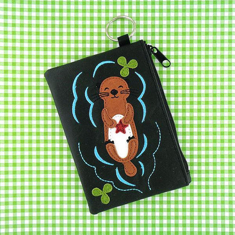 LAVISHY  sea otter appliquevegan key ring coin purse  everyday use, fun gift for family & friends. Wholesale at www.lavishy.com