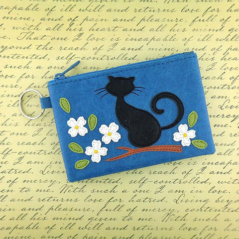 LAVISHY  cat appliquevegan key ring coin purse  everyday use, fun gift for family & friends. Wholesale at www.lavishy.com