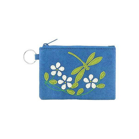 Online shopping for vegan brand LAVISHY's playful applique vegan key ring coin purse with adorable dragonfly applique. Great for everyday use, fun gift for family & friends. Wholesale at www.lavishy.com for gift shop, clothing & fashion accessories boutique, book store in Canada, USA & worldwide since 2001.