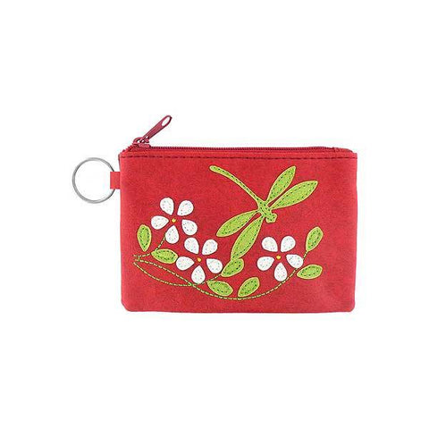 Online shopping for vegan brand LAVISHY's playful applique vegan key ring coin purse with adorable dragonfly applique. Great for everyday use, fun gift for family & friends. Wholesale at www.lavishy.com for gift shop, clothing & fashion accessories boutique, book store in Canada, USA & worldwide since 2001.