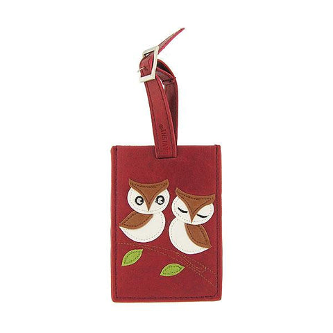 Online shopping for vegan brand LAVISHY's fun & Eco-friendly owl lovers on tree branch applique vegan luggage tag. Great for travel or a cool gift for family & friends. Wholesale at www.lavishy.com for gift shops, clothing & fashion accessories boutiques, book stores in Canada, USA & worldwide since 2001.