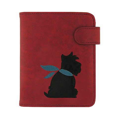 LAVISHY vegan applique Scottish Terrier dog passport/travel wallet