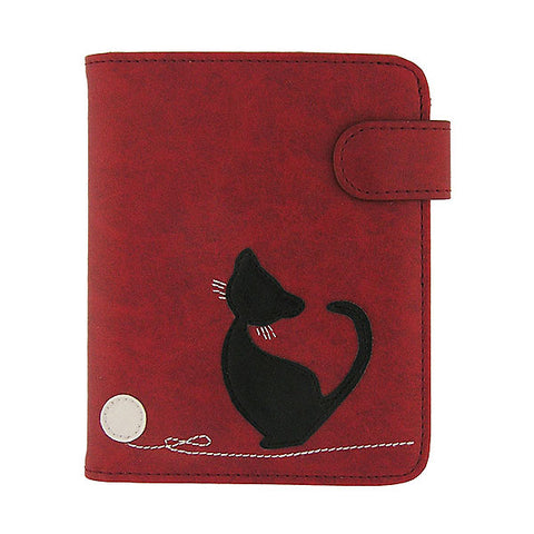LAVISHY vegan applique cat passport/travel wallet
