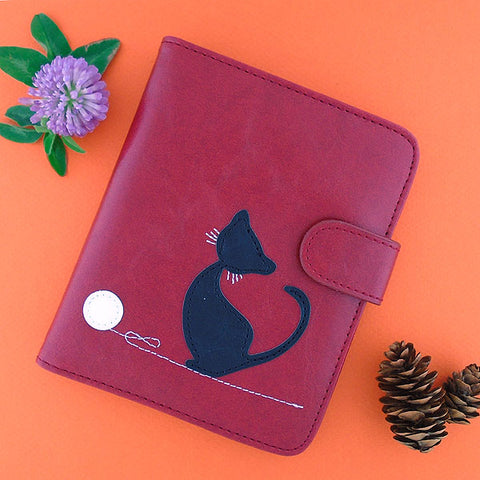 LAVISHY vegan applique cat passport/travel wallet