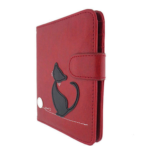 LAVISHY vegan applique cat passport/travel wallet