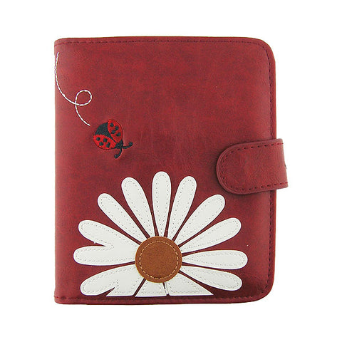 LAVISHY vegan applique daisy flower & ladybug passport/travel wallet