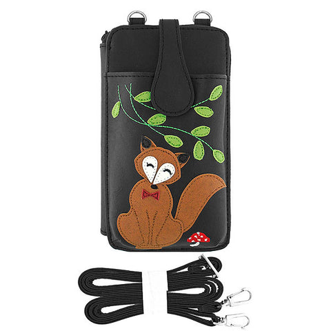 LAVISHY applique vegan cell phone bag/wallet-fox