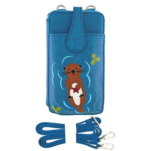 LAVISHY sea otter & starfish applique vegan cell phone bag/wallet